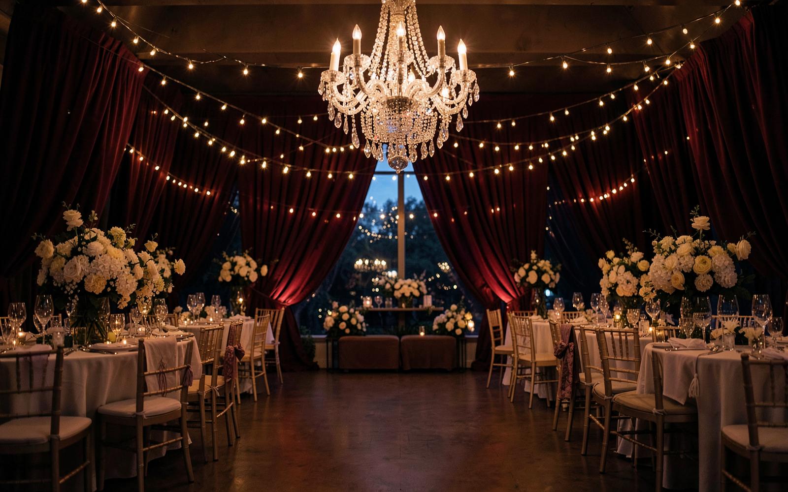 The wedding venue at dusk