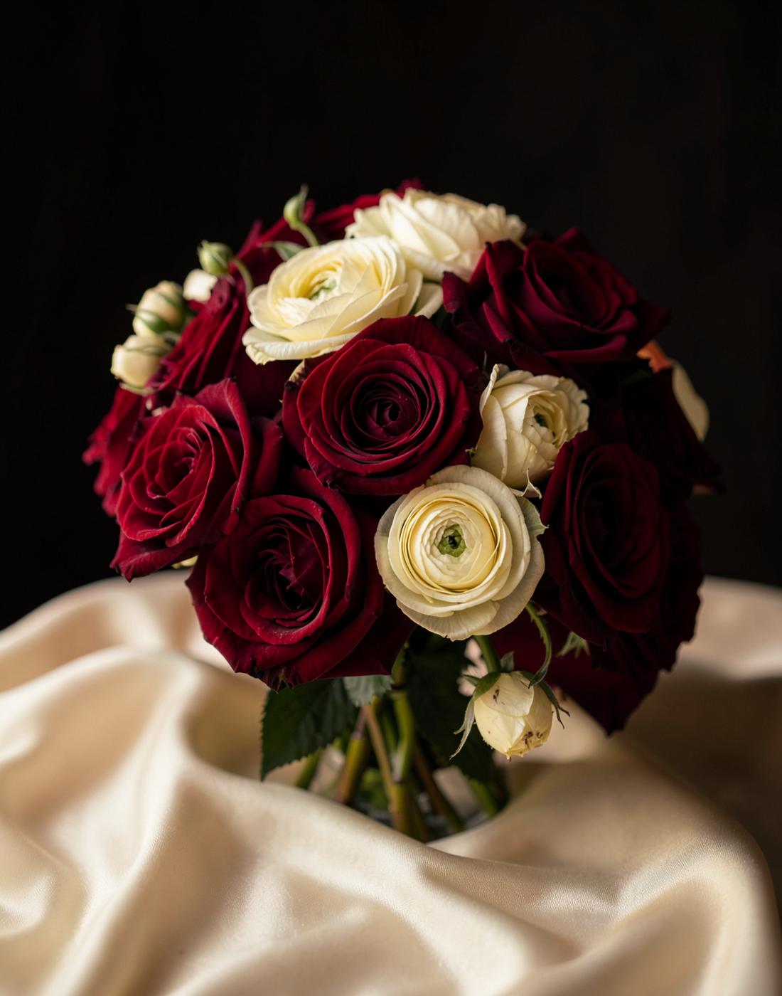 Bouquet of deep red roses